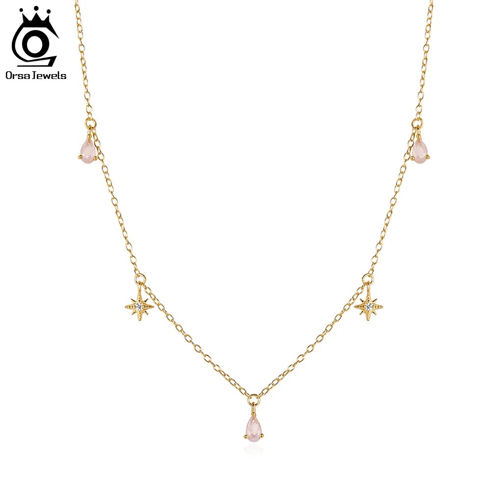 

ORSA JEWELS 925 серебро циркониевое ожерелье с 4-6 мм AAAA ZC болтается для женщин 14K золотое ожерелье Модные ювелирные изделия EQN36