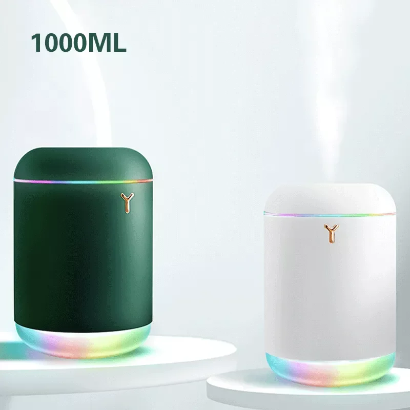 

1000ML Air Humidifier Large Capacity Portable USB Aroma Essential Oil Diffuser Home Mini Purifier Mist Maker With Romantic Lamp