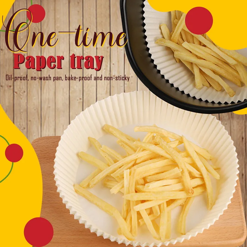 100pcs 16/20cm Air Fryer Disposable Paper Liner Non-Stick Mat Parchment Wood Pulp Steamer Round Oil Tray Tool | Дом и сад
