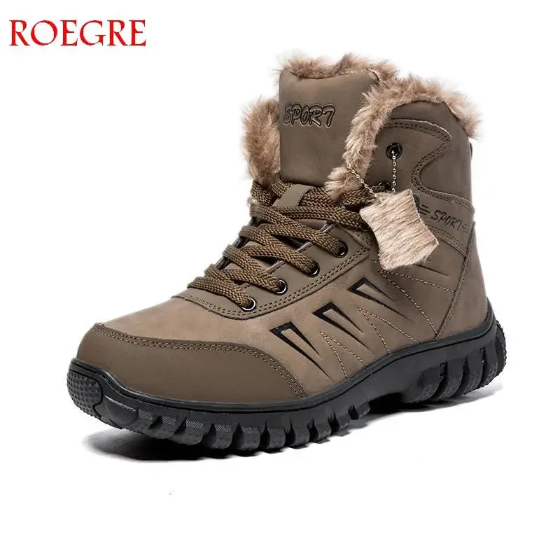 

new Winter Snow Boots Man Super Warm Size 39~48 Genuine Natural Leather Handmade Men Shoes Winter Fashion Rubber Ankle Shoes