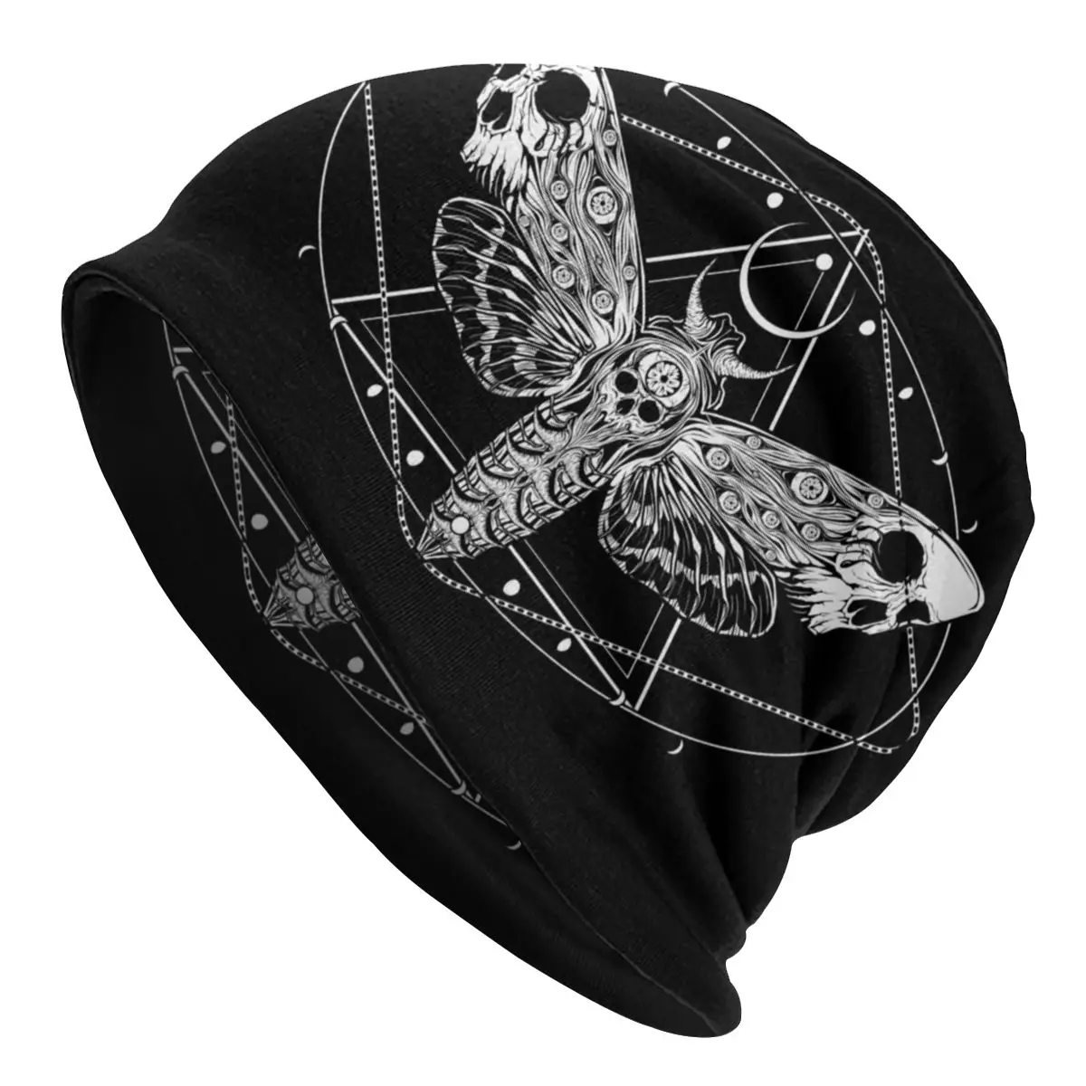 

Streetwear Winter Warm Women Men Knitting Hat Adult Unisex Surreal Death Moth Skullies Beanies Caps Gothic Bee Skull Bonnet Hats