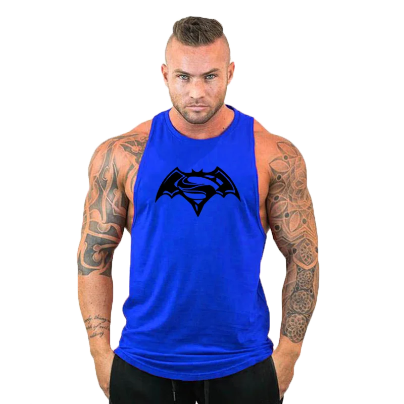

Новые поступления, майка для бодибилдинга, мужская хлопковая майка летучая мышь без рукавов для тренажерного зала, мужской жилет для фитнес...