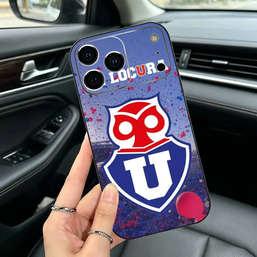 Фото Чехол для телефона C-Club U-Universidad de Chile для iPhone 11 12 13 14 15 16 17Pro, MAX, мягкий черный противоударный чехол №2
