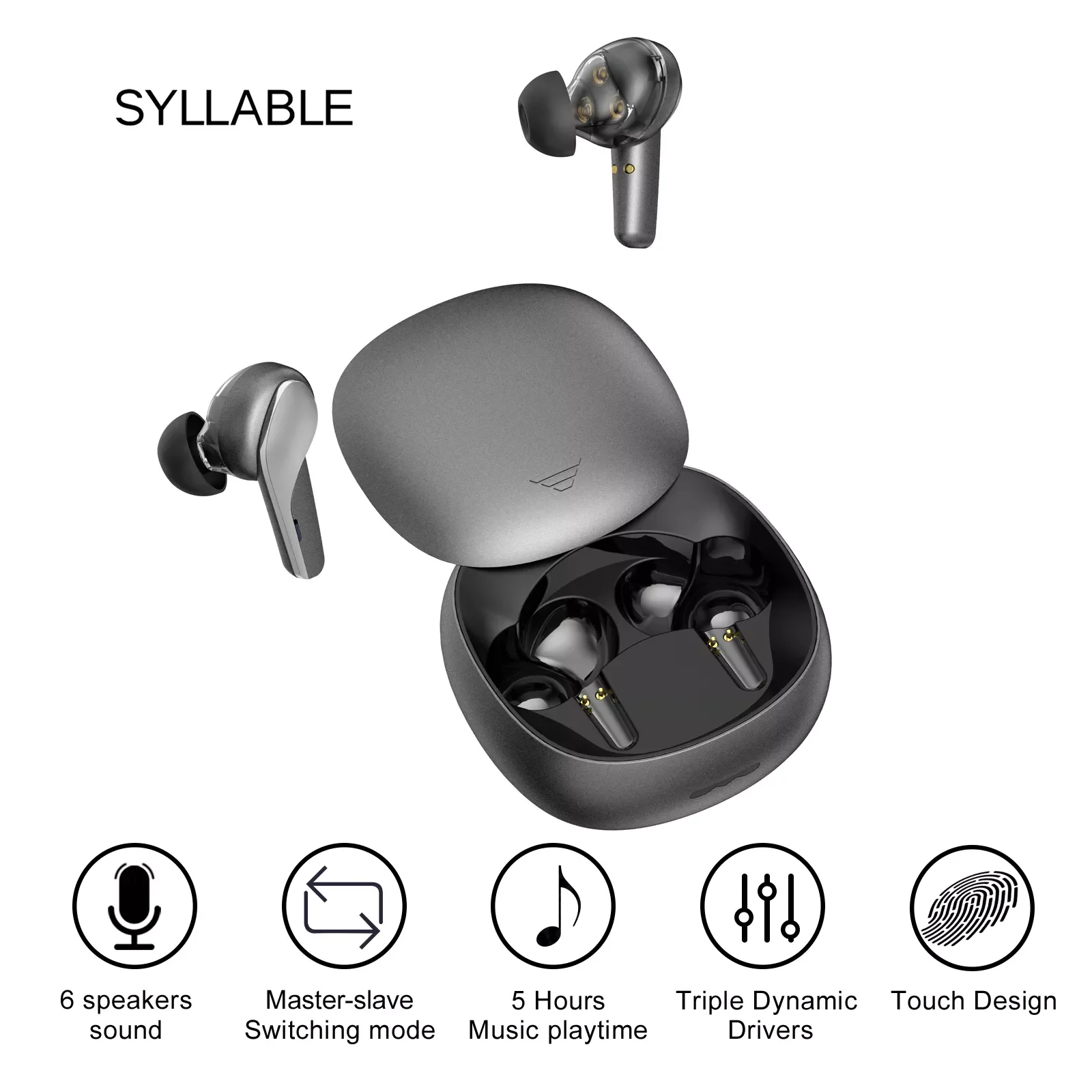 

Original SYLLABLE WD1100 TWS Earphones 5 hours True Wireless Stereo Earbuds Master-Slave Switching Mode Touch Syllable Headset