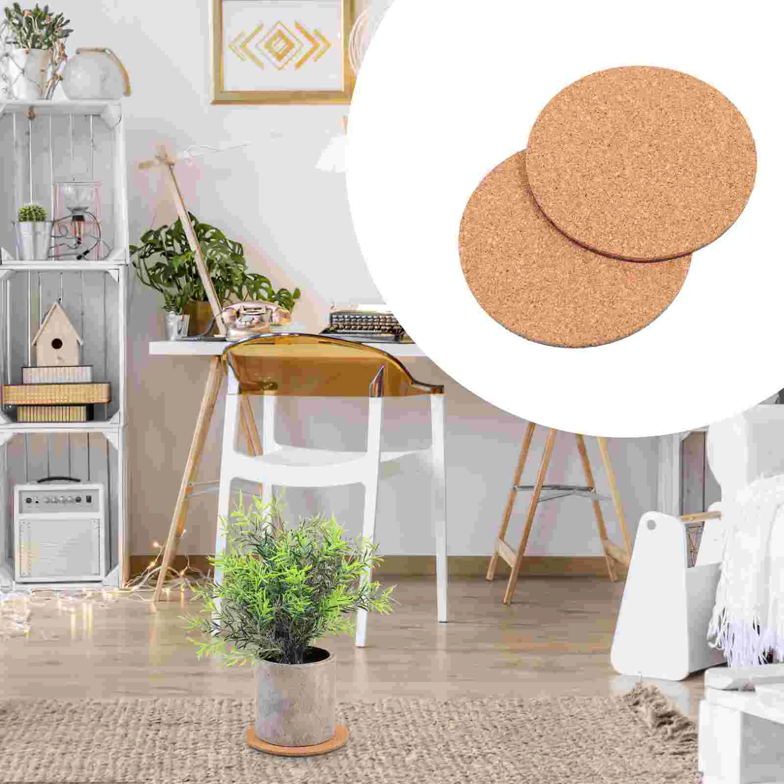 

2 Pcs Large Indoor Planter Cork Mat Flowerpot Pad Saucer Table Gardening Coaster Bases