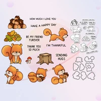harvest autumn squirrels metal cutting dies and clear stamp diy scrapbooking crafts dies cutter stamps for cards diary album