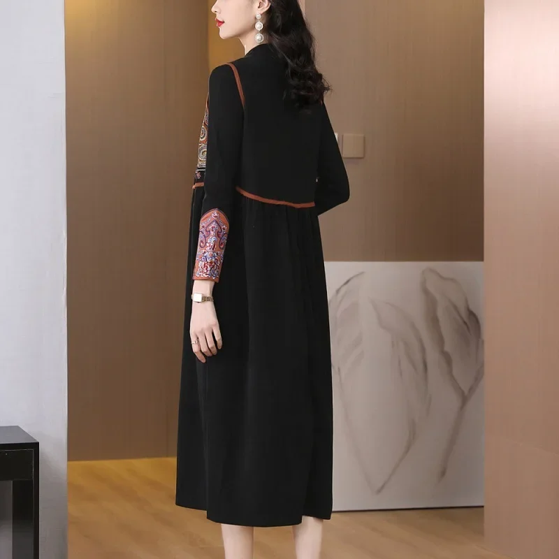 Новинка 2024 женское платье-жилет винтажное модное платье с воротником-стойкой в