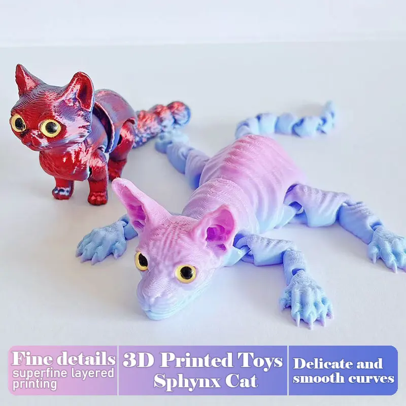 Фото Фигурка кошки с 3D принтом, реалистичные мини-животные, игрушка, многошарнирный подвижный домашний декор, красочный настольный ремесленный орнамент, подарок на день рождения №1