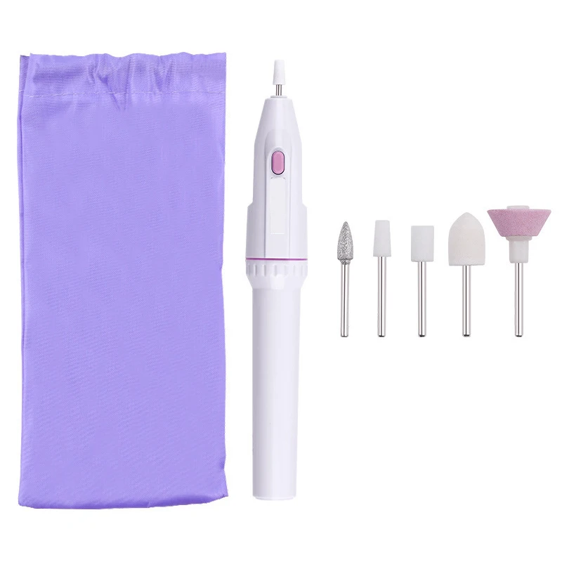 

Professional Electric Nail File Drill, Nail Art Salon Manicure Pen Tool, 5 bits/Set Polish Feet Care Product
