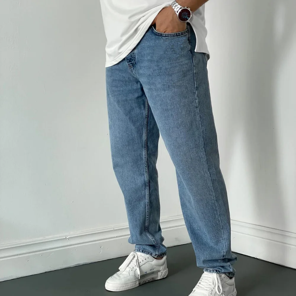 Four Seasons Youth Men's Jeans Street Style Loose Wide Leg Pants High Quality Loose Straight Pants Hip Hop Men's Jeans Trousers