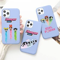 cute funny powerpuff girls phone case for iphone 13 12 mini 11 pro max x xr xs 8 7 6s plus candy purple silicone cover