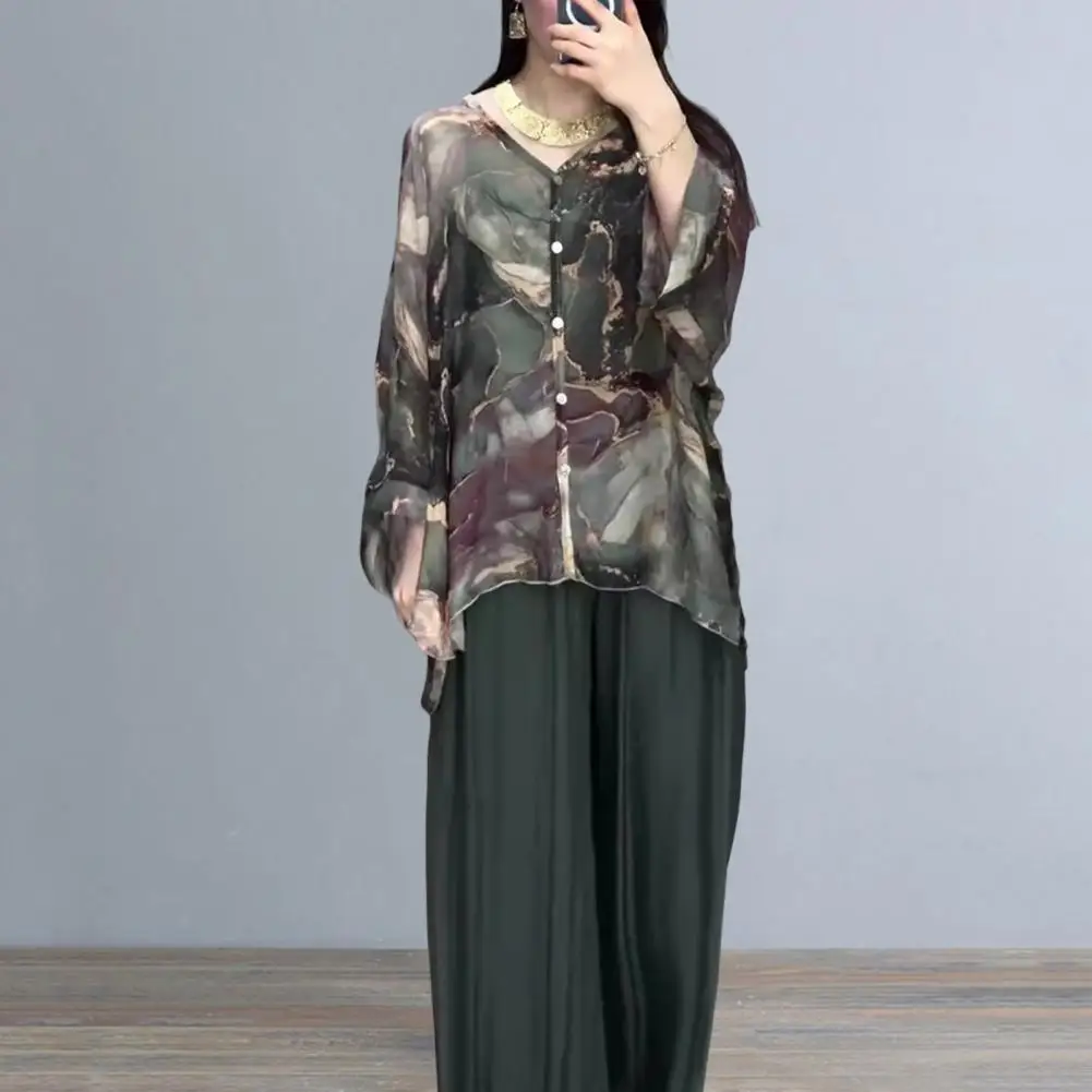 2 шт./комплект женская блузка с V-образным вырезом и брюки