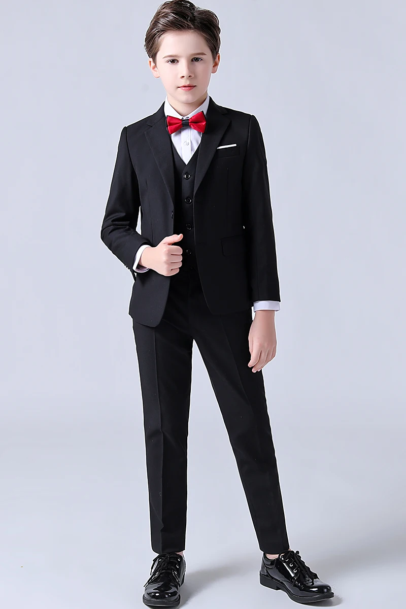Spring Autumn Formal Children's Dress Suit Flower Boy Wedding Party Performance Costume Kids Blazer Vest Pants Clothes Set