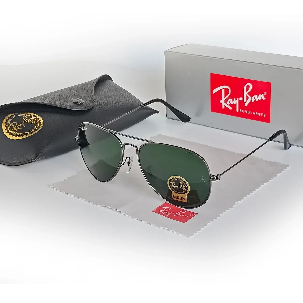 Стеклянные линзы Rayban 3025 зеркальные солнцезащитные очки-авиаторы унисекс