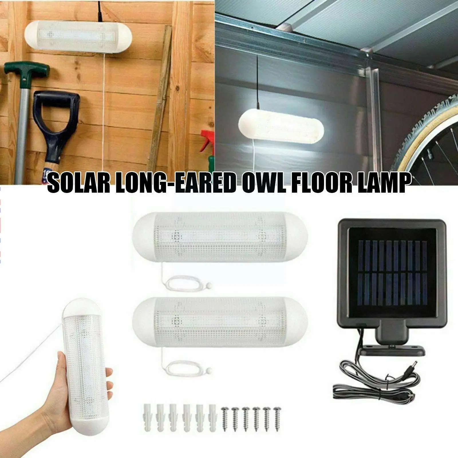 

Двойной светодиодный фонарь на солнечной батарее с вытяжным шнуром, уличная настенная лампа для гаража, коридора, комнатное освещение на со...