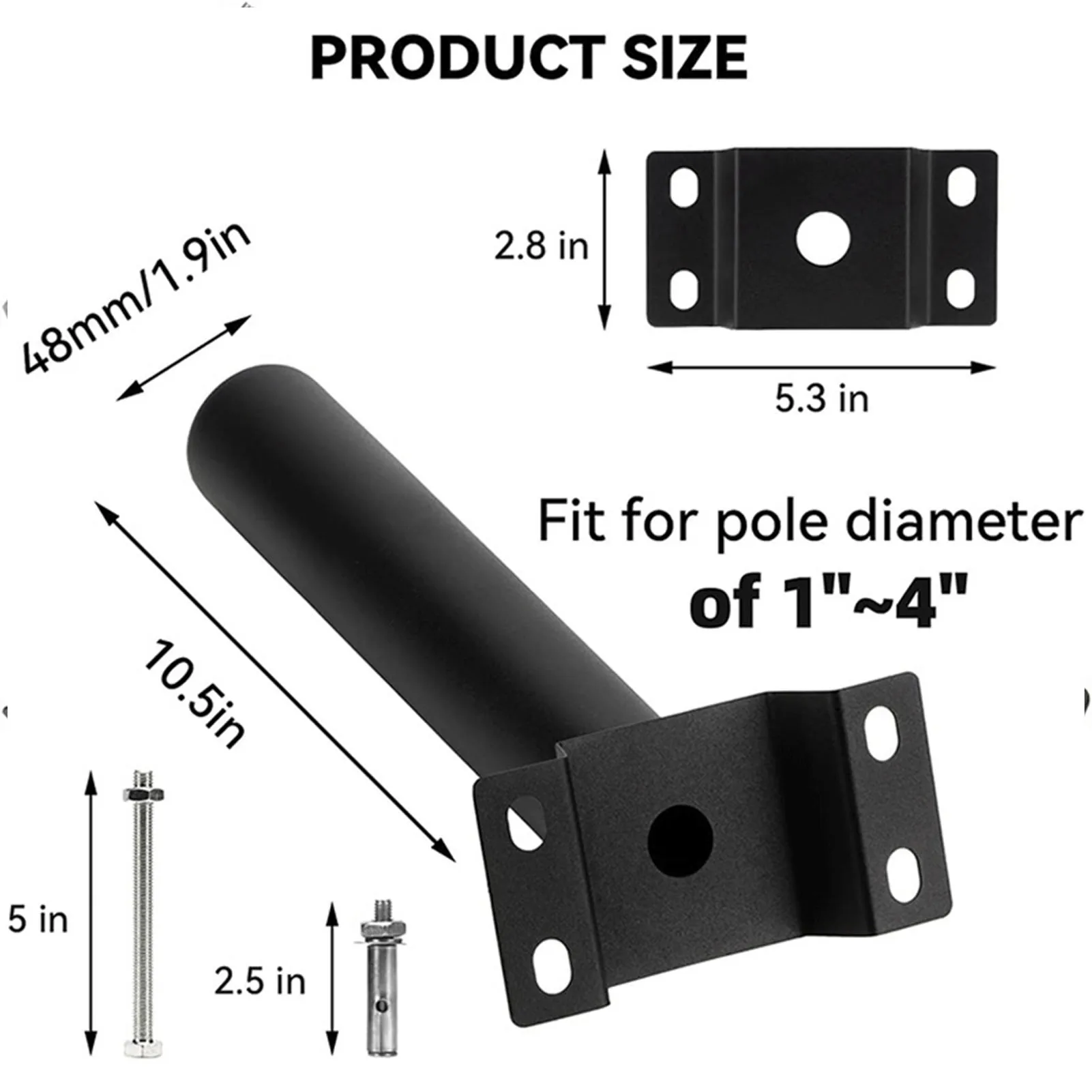 

Solar Lighting Mounting Bracket Easy Installation Light Pole Adaptor for Solar Street Light Accessories