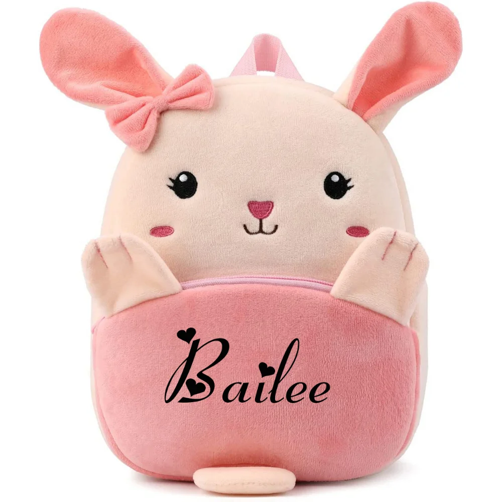 

Personalised Toddler Backpack for Boy and Girl Cute Soft Plush Toddler Bag Animal Cartoon Small Mini Backpack For Kids 1-6 Years