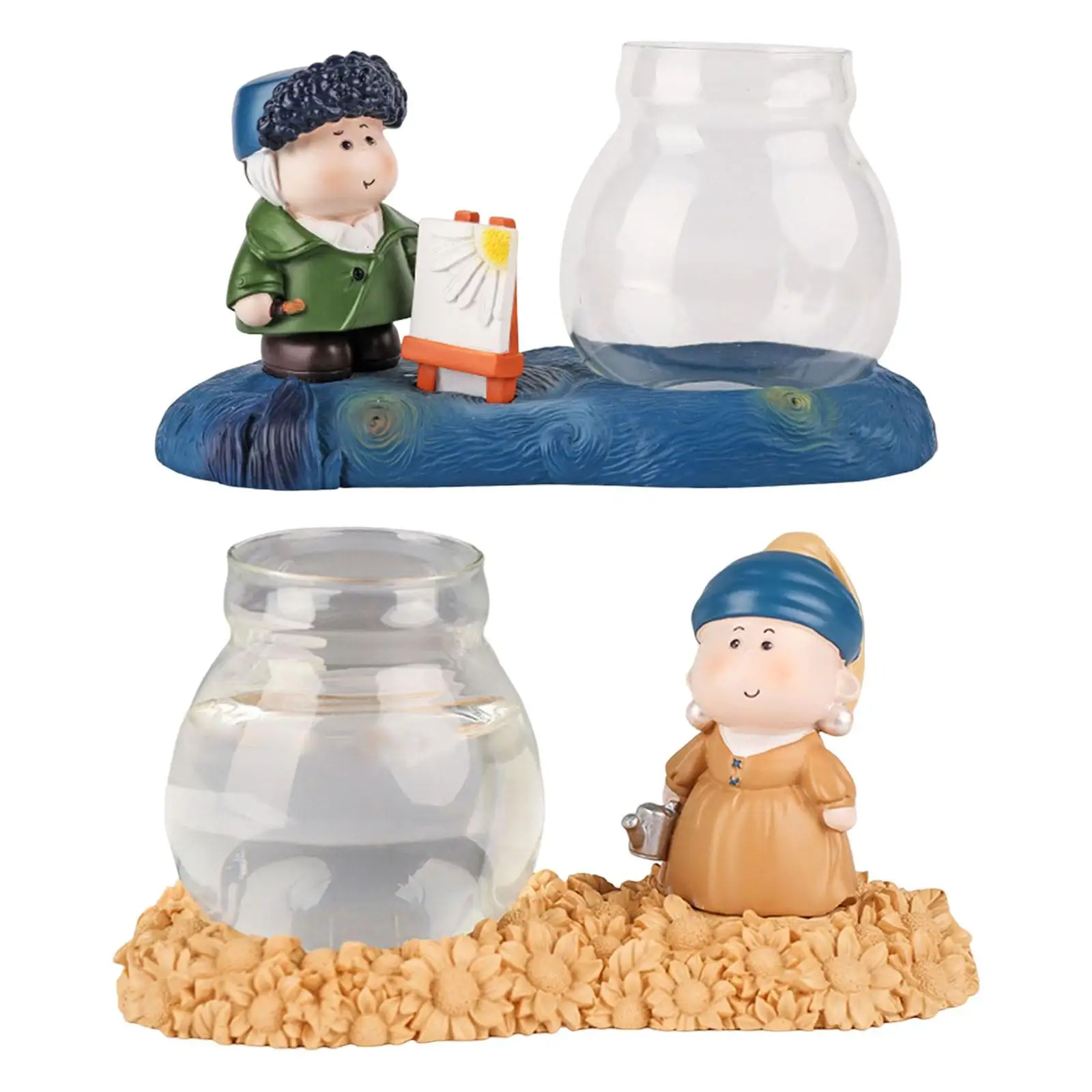 

Resin Kid Desktop Glass Planter Hydroponic Vase Tabletop Ornament Decorative 5.71x2.76x3.15inch Modern Plant Pot Glassware