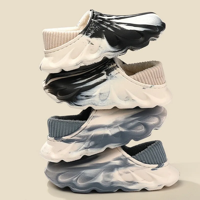 

Водонепроницаемые тапочки, Мужская теплая обувь, хлопковая Теплая мужская обувь на платформе, женская обувь для дома, уличные кроссовки