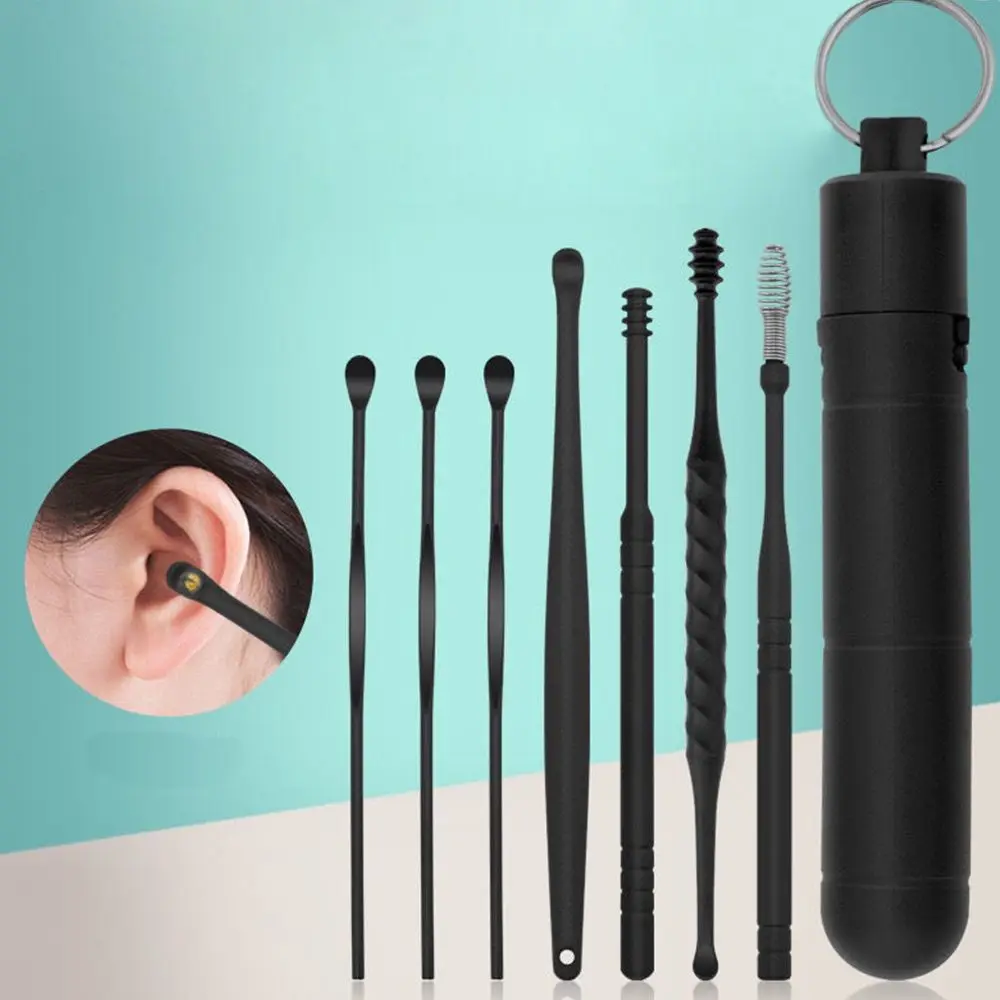 7pcs Ear Wax Removal Kit Reusable Stainless Steel Earwax Tool Earpick Cleaning Cleaner Care For Baby Adults | Красота и здоровье