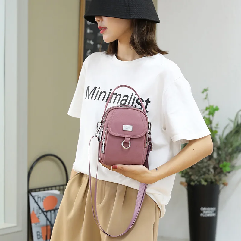 Fashion 3 Layers Women Mini Bag High Quality Durable Fabric Girls Small Shoulder Bag Prettry Style Female Mini Handbag Phone Bag