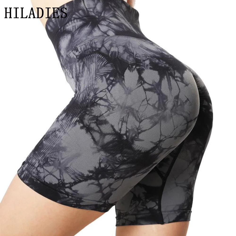 

Yoga Shorts Women Gym Sport Tights Shorts Scrunch Butt Tie Dyed High Waist Elastic Legging Workout Cycling Running Fitness Pants