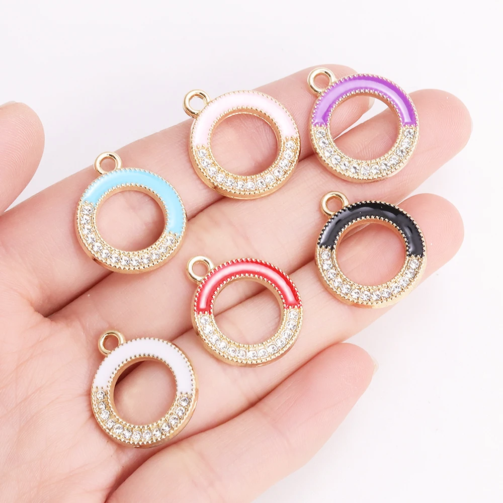 10 шт. круглые подвески с эмалью 21 х17 мм