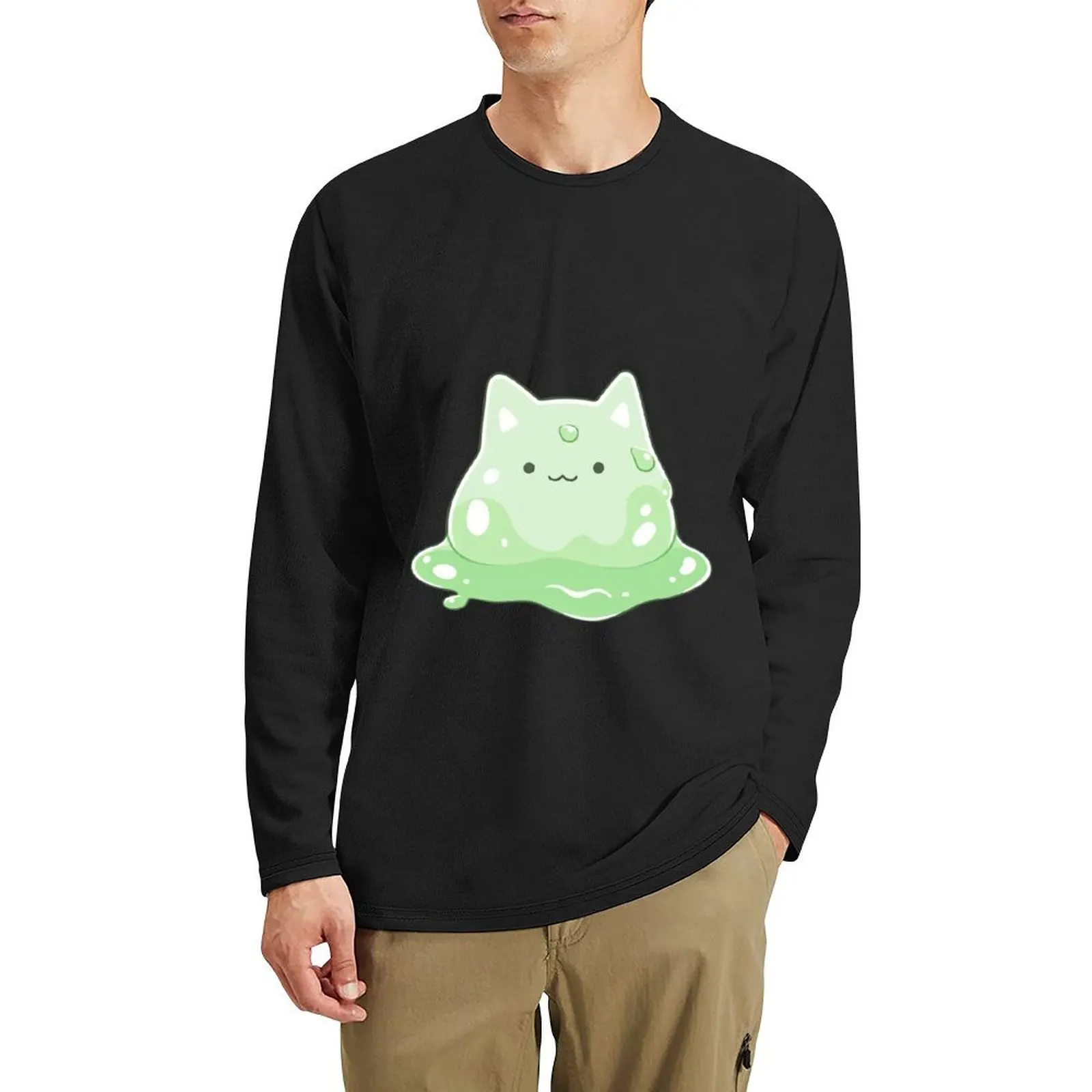Зеленая длинная футболка Slimecat черные футболки блузки рубашки для тренировок