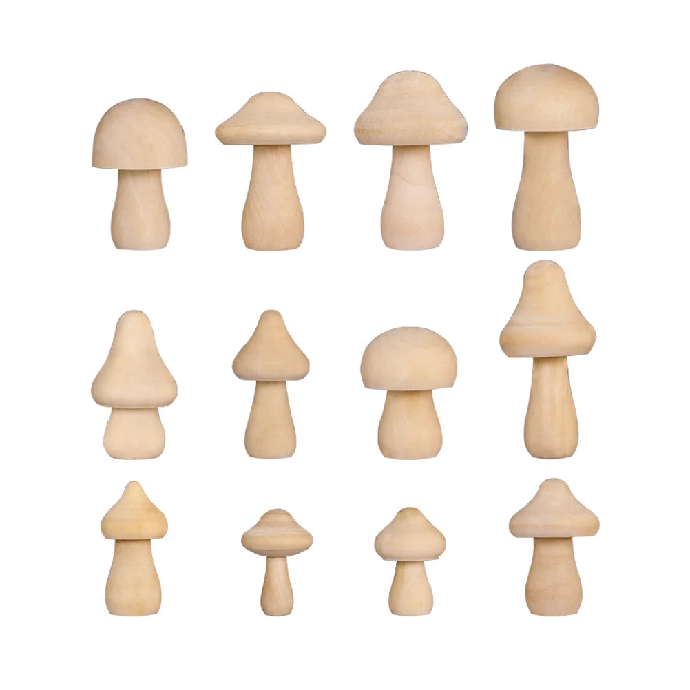 

12 Pcs Wooden Mushroom Head Decorative Toy Ordinary Education Supply Ornament Adorable