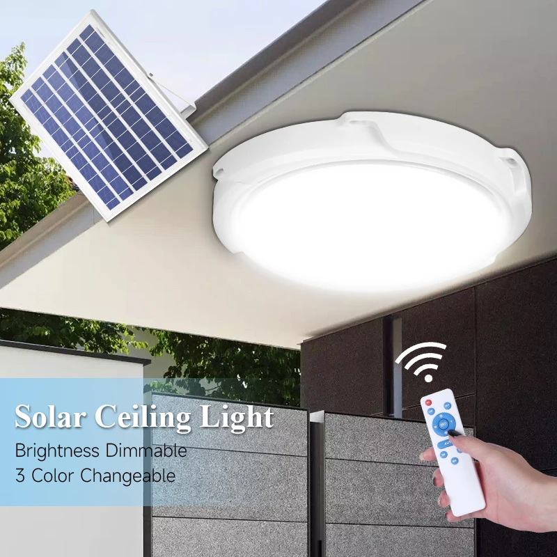 100W 500W LED Solar Ceiling Light Outdoor Indoor Solar-Power Lamp With Line Brightness Dimmable Panel Light For Corridor Garden