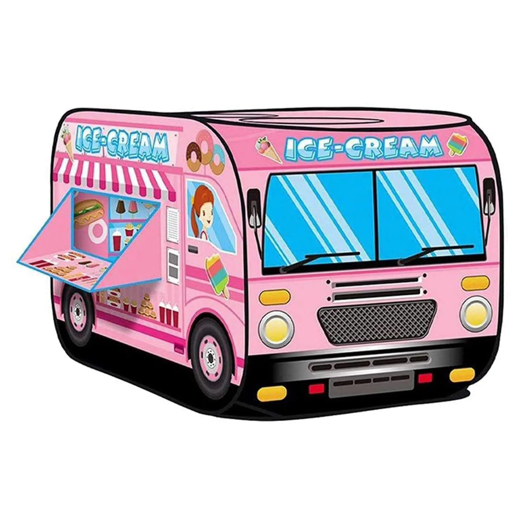 

Ice Cream Truck Kids Play Tent - Foldable Indoor and Outdoor Playhouse for Toddlers Boys and Girls