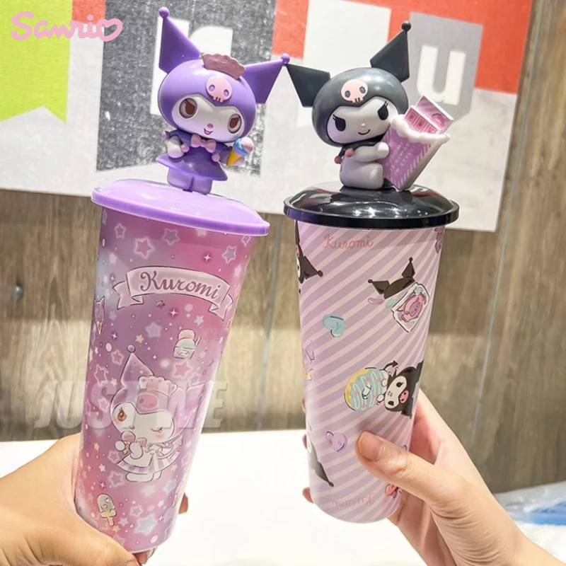 

Чашка для воды Sanrio Kuromi Kawaii, милая мультяшная детская игрушка, чашка для воды в стиле девушки, настольное украшение, подарок на день рождения, 650 мл
