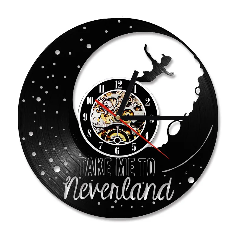 

Настенные часы «Take Me To The Moon Neverland», креативные и антикварные стильные тихие мужские часы с виниловой пластиной и черными CD-дисками для детск...