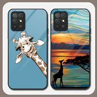 giraffe phone case tempered glass for huawei p40proplus p30 p40 p50 p20 p9 psmartp z pro plus 2019 2021 cover