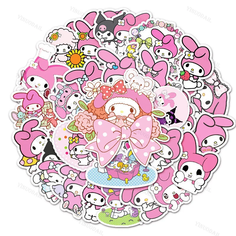

200pcs Sanrio Cartoon My Melody Stickers For Phone Case Fridge Stationery Scrapbook Decal Graffiti Sticker for Kids Toys