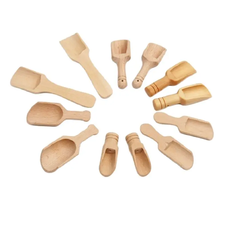 

Mini Wooden Scoop (50pcs) Wooden Bath Salt Spoon Flour Shovel Milk Powder Spoon