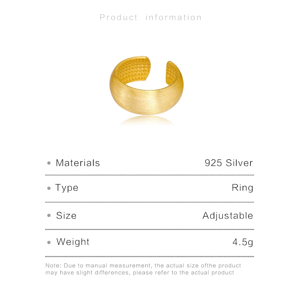 ANDYWEN 100% Стерлинговое Серебро 925 пробы Золотая текстура Большая искусственная