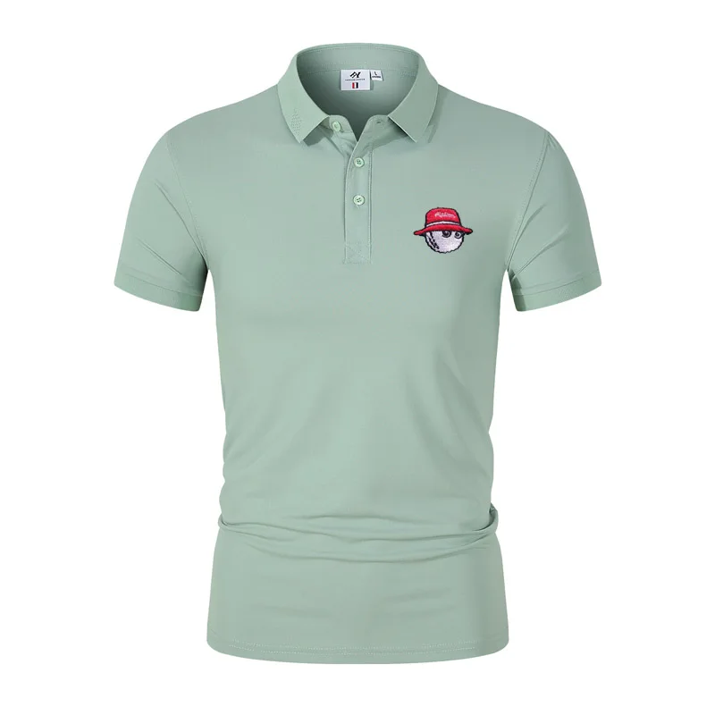 Embroidery Golf Shirt for Men Summer Men's Golf Polo Shirt Men's Turn Down Collar Slim Fit Breathable Casual Men Golf Clothing