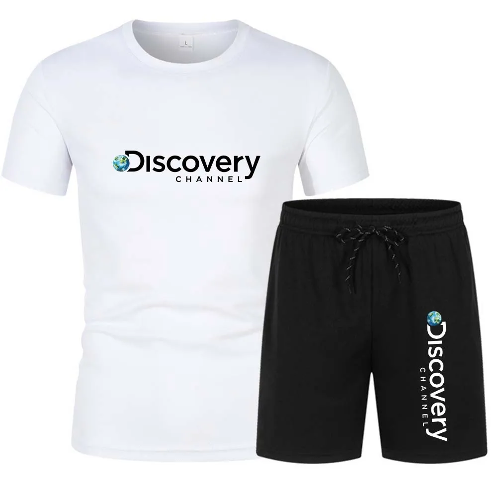 Summer Discovery Men's Two Piece Set Linen Fabric Casual T-Shirt and Shorts Set Mens Sports Suit Fashion Short Sleeve Tracksuit