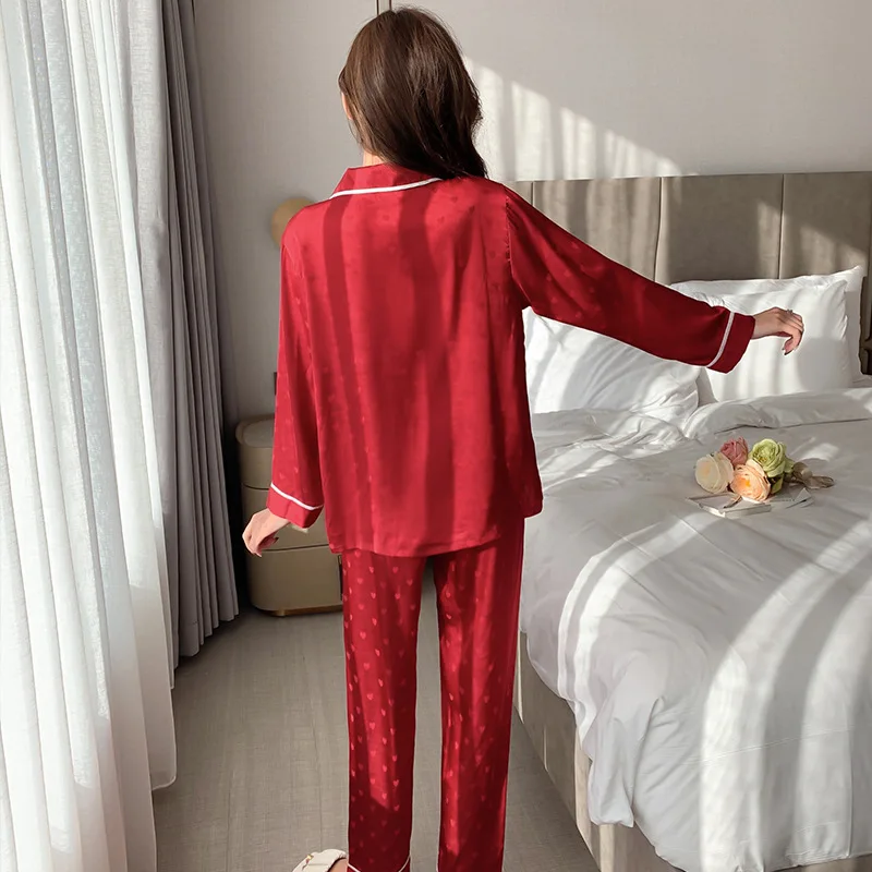Spring Autumn Pajamas for Women Sleep Lounge Pajama Sleepwear Pijama Mujer Long Sleeve Pantsuits Home Suit Sleepwear Nightwear