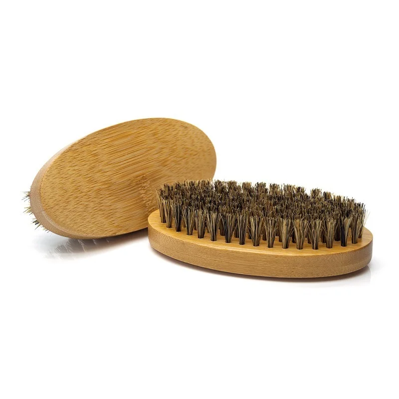 

Men Boar Bristle Beard Mustache Styling Brush Military Hard Round Wood Handle Hot