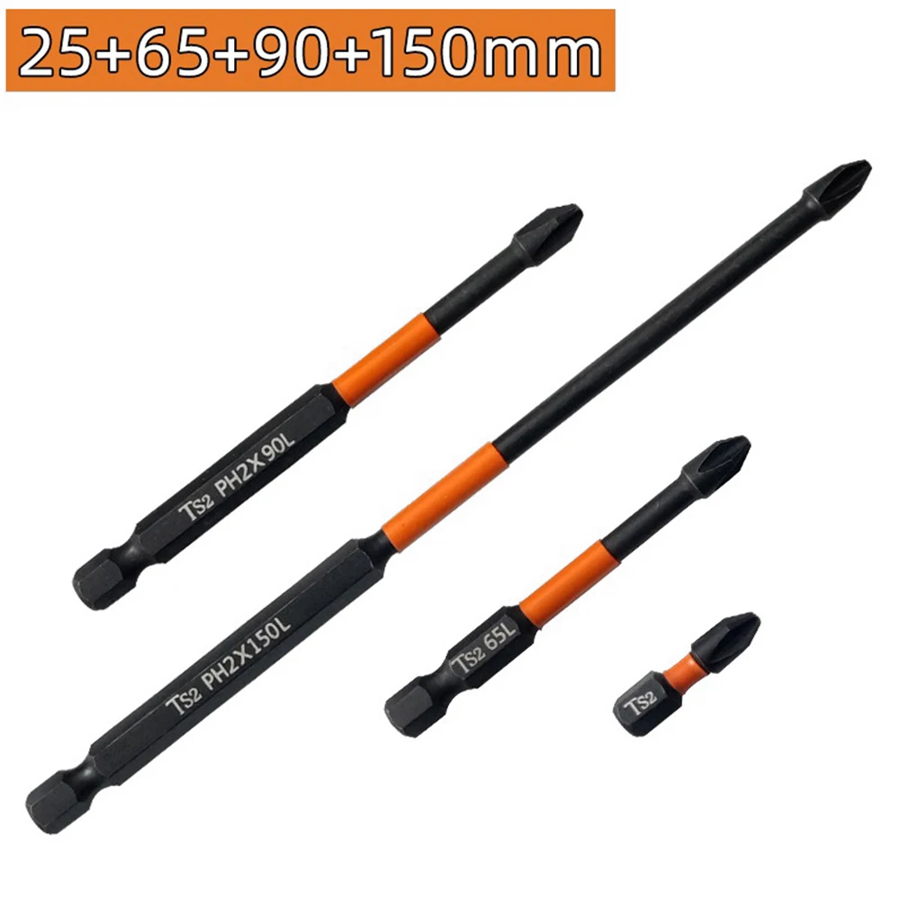 

1/3/4pcs PH2 Impact Screwdriver Bit Magnetic Alloy Steel Cross Screwdriver High Hardness Drill Screw Bits 25 50 65 70 90 150mm