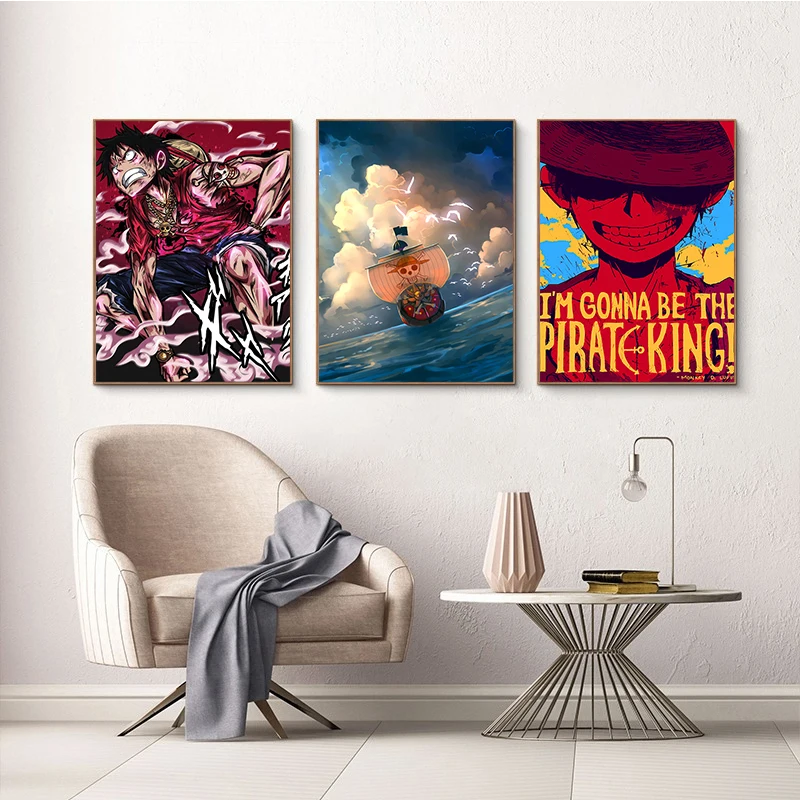 

ONE PIECE Anime Poster And Prints Manga Luffy Zoro Thousand Sunny Animation Canvas Painting Bedroom Home Decor Wall Art Pictures