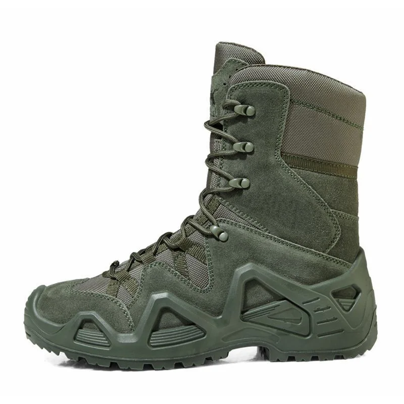 Topfight Green Mid Cut Men's Military Boot Size 39-46 Tactical Combat Hiking Shoes Water Proof Army Winter Warm Shoes Ankle Boot