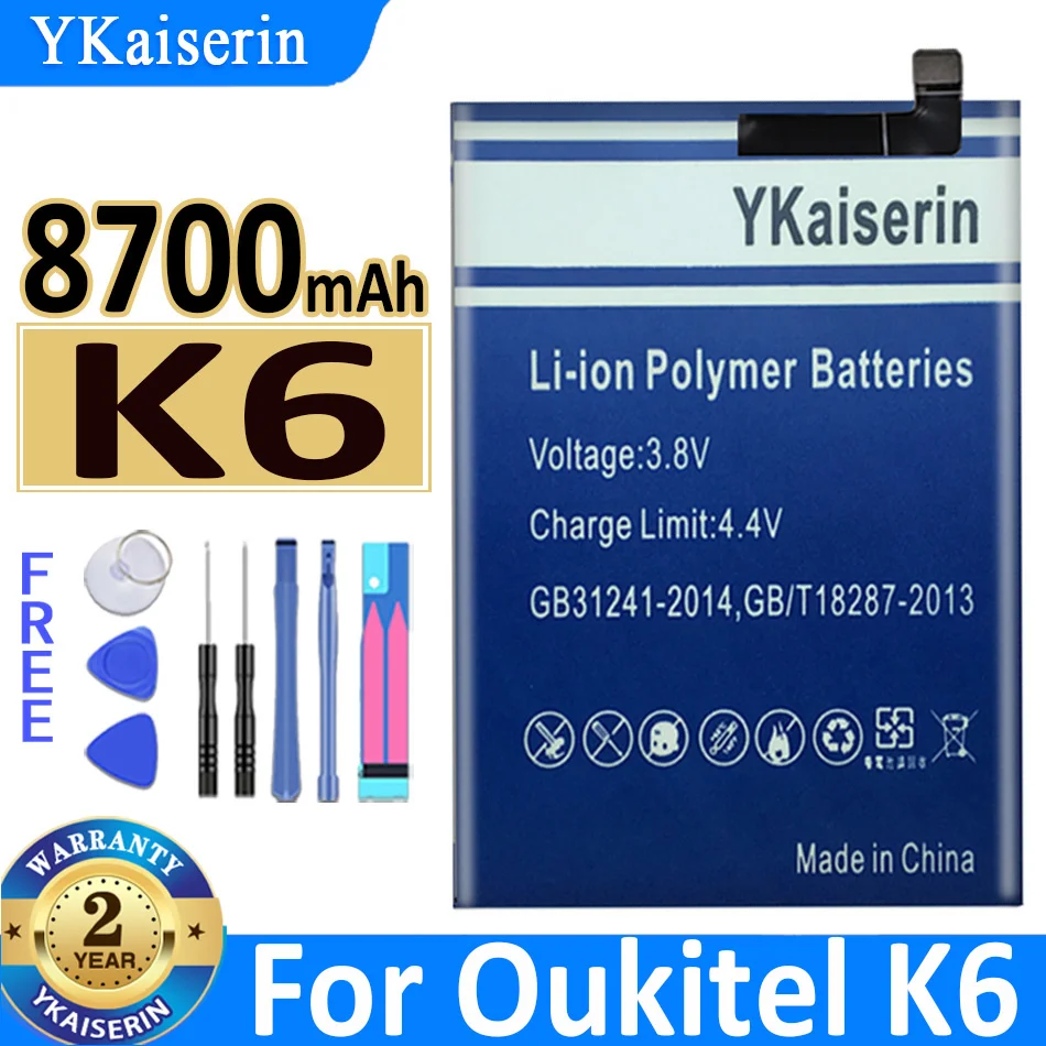 

Аккумулятор ykaisin K 6 8700 мАч для Oukitel K6 мобильный телефон Bateria с бесплатными инструментами