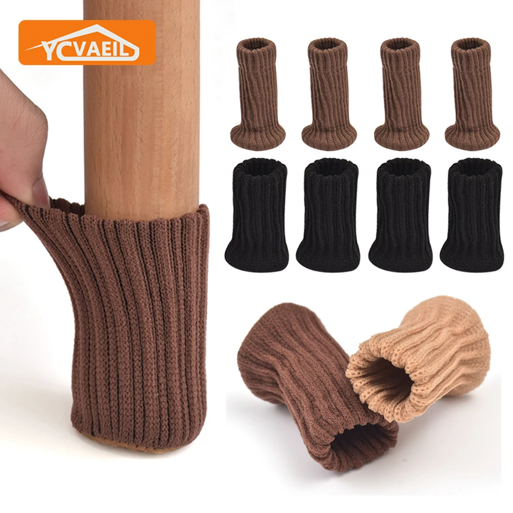 24pcs Table Legs Socks Knitted Felt Stool Chair Leg Cover Floor Protectors Pads For Non-slip Mute Furniture Chair Leg Caps