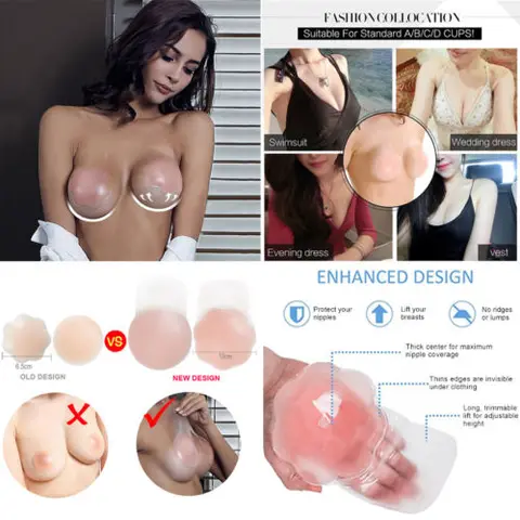 2pcs Reusable Invisible Self Adhesive Silicone Breast Chest Nipple Cover Bra Pasties Pad Petal Mat Sticker Accessories for Women