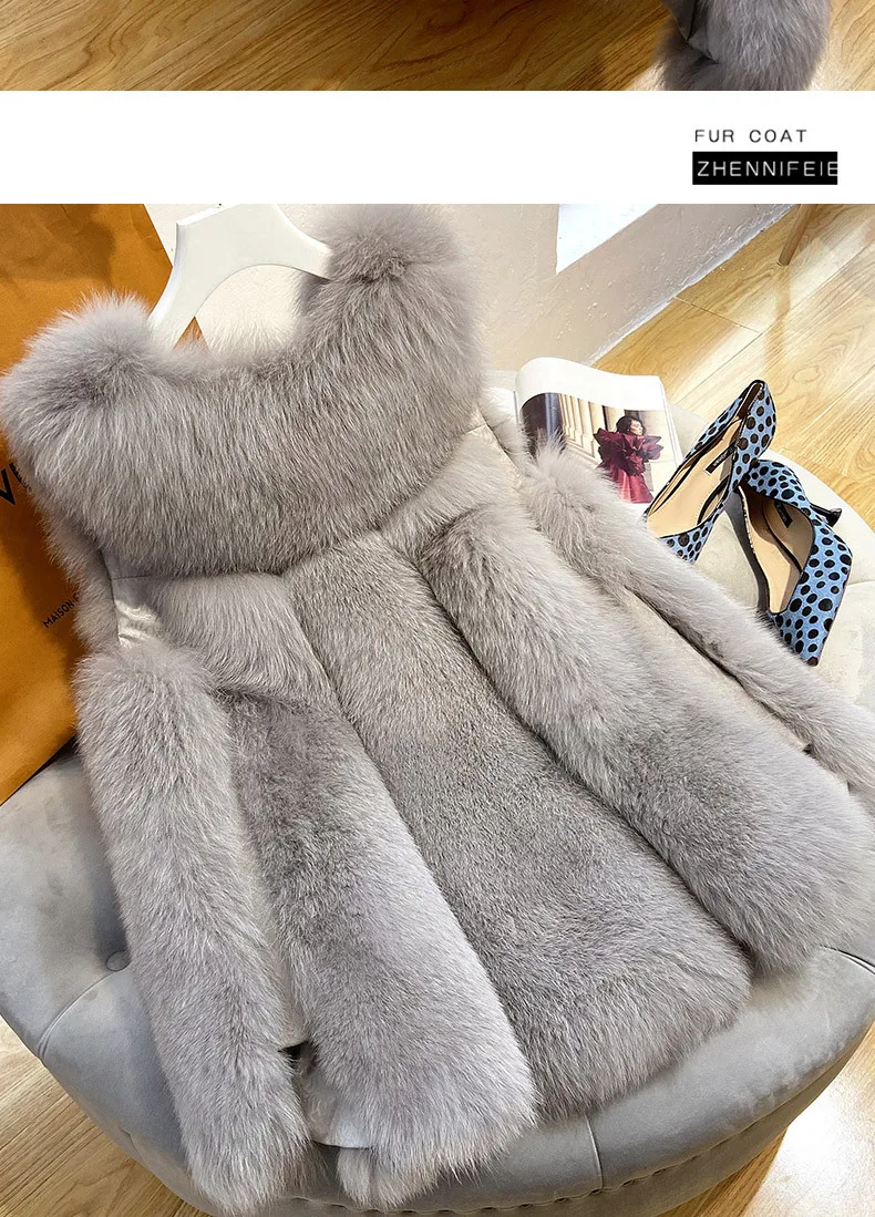 Autumn  Winter , Luxury Faux Fur, Women Vest Sleeveless Waistcoat, Women's Medium Long Faux Fox Fur  Jackets for Women