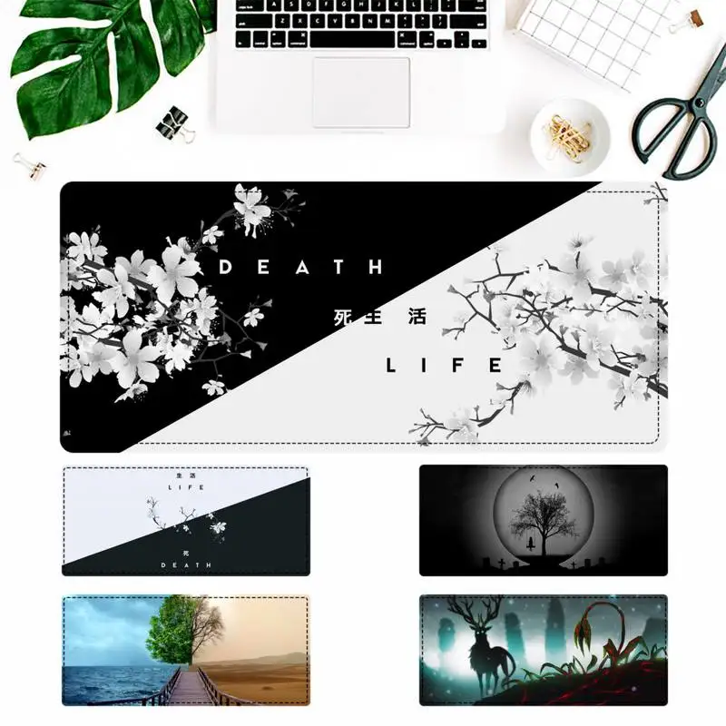 

Black And White Cherry Blossom Mousepad Custom Home Computer Keyboard Pad Desk Mats Laptop Soft Anti-slip Table Mat Mice Pad