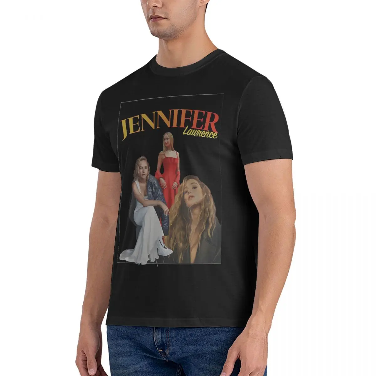 Мужская винтажная хлопковая футболка с коротким рукавом и круглым вырезом